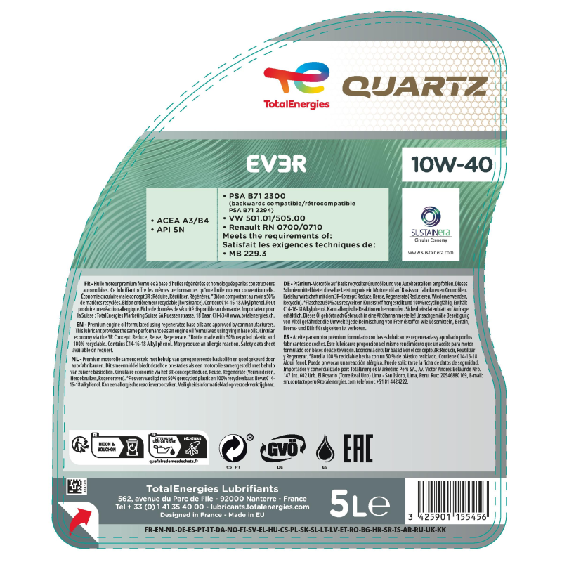 TotalEnergies Quartz EV3R 10W-40 5L