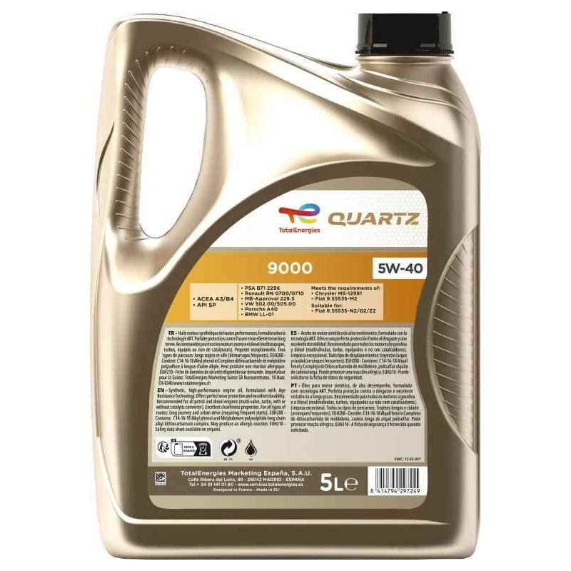 Huile moteur Quartz 9000 5W-40 Diesel 5L