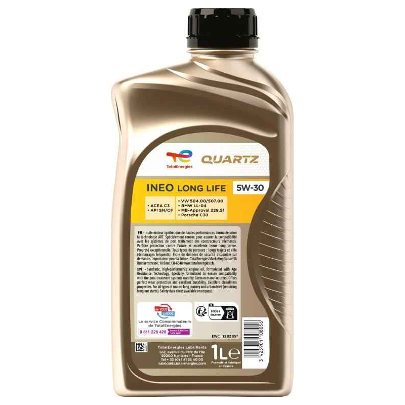 Huile moteur Quartz Ineo Long Life 5W-30 1L