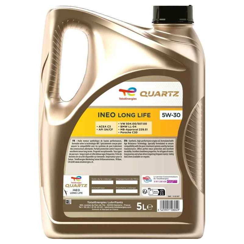 Huile moteur Quartz Ineo Long Life 5W-30 5L
