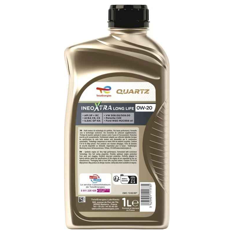 Huile moteur Quartz Ineo Xtra Long Life 0W-20 1L
