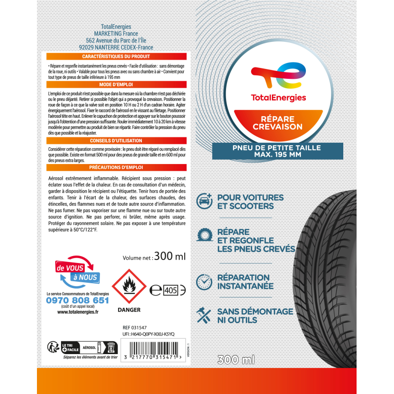 Répare crevaison 300ml