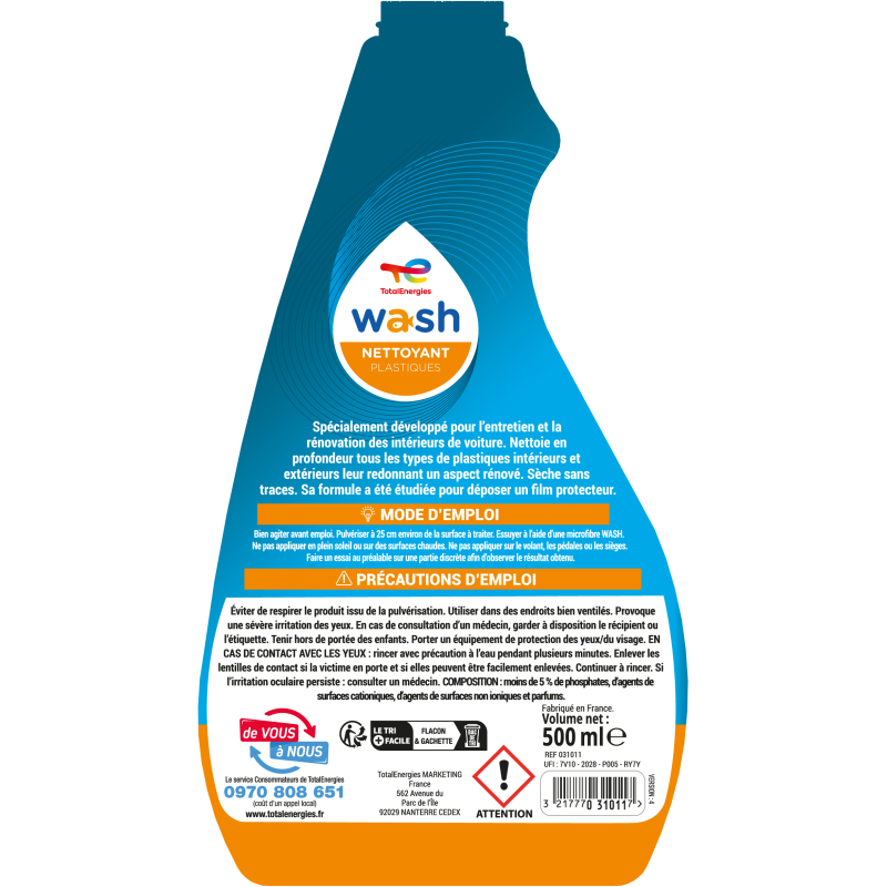Nettoyant pour les plastiques de voiture Wash