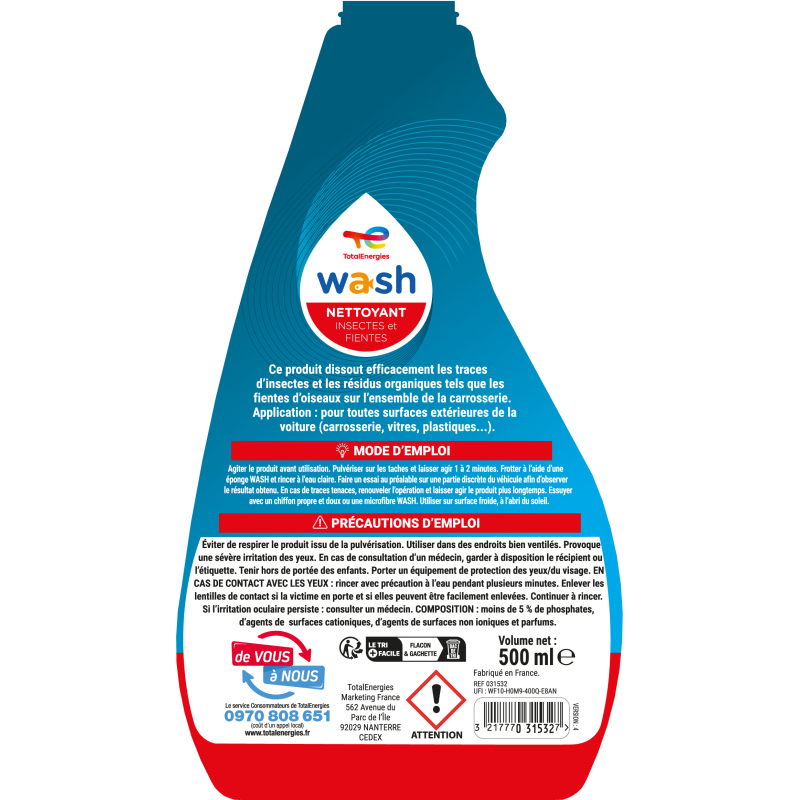 Nettoyant insectes WASH 500ml - E-Boutique TotalEnergies