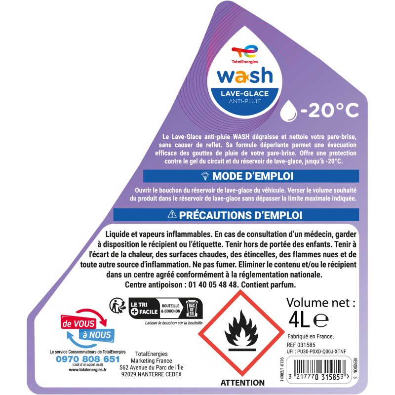 Lave-glace anti-pluie bidon 4L WASH
